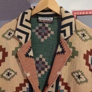 Vintage Unge-Potch-Ket Jacket L/ XL Tapestry Aztec Geometric Its Outta The Bag
